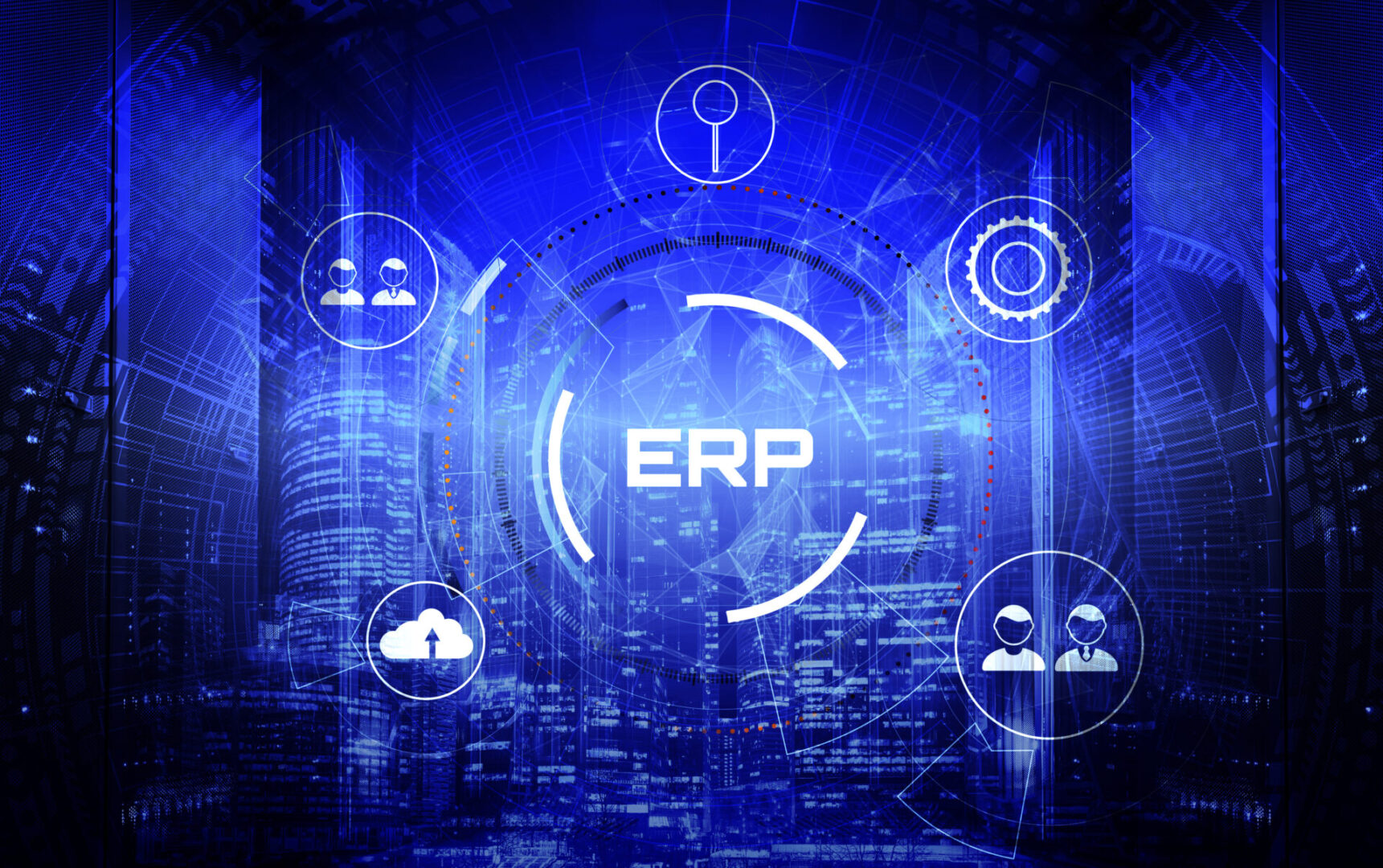 Abstract ERP network with futuristic graphics
